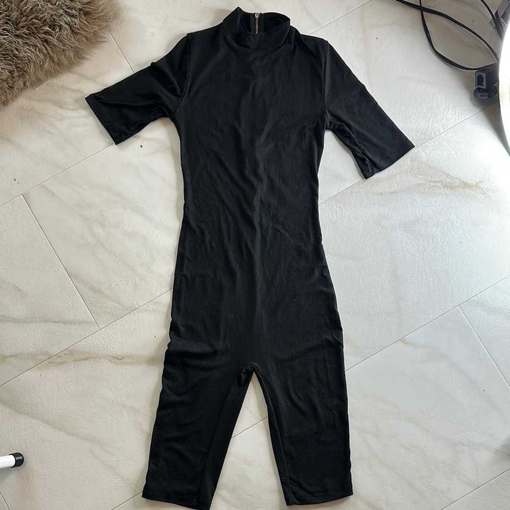 Fashion Nova Black High Neck catsuit short